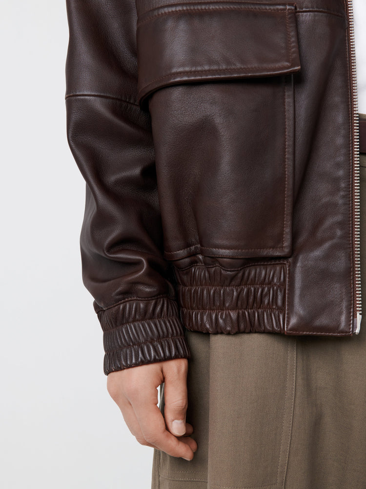 PISTON LEATHER JACKET IN BROWN