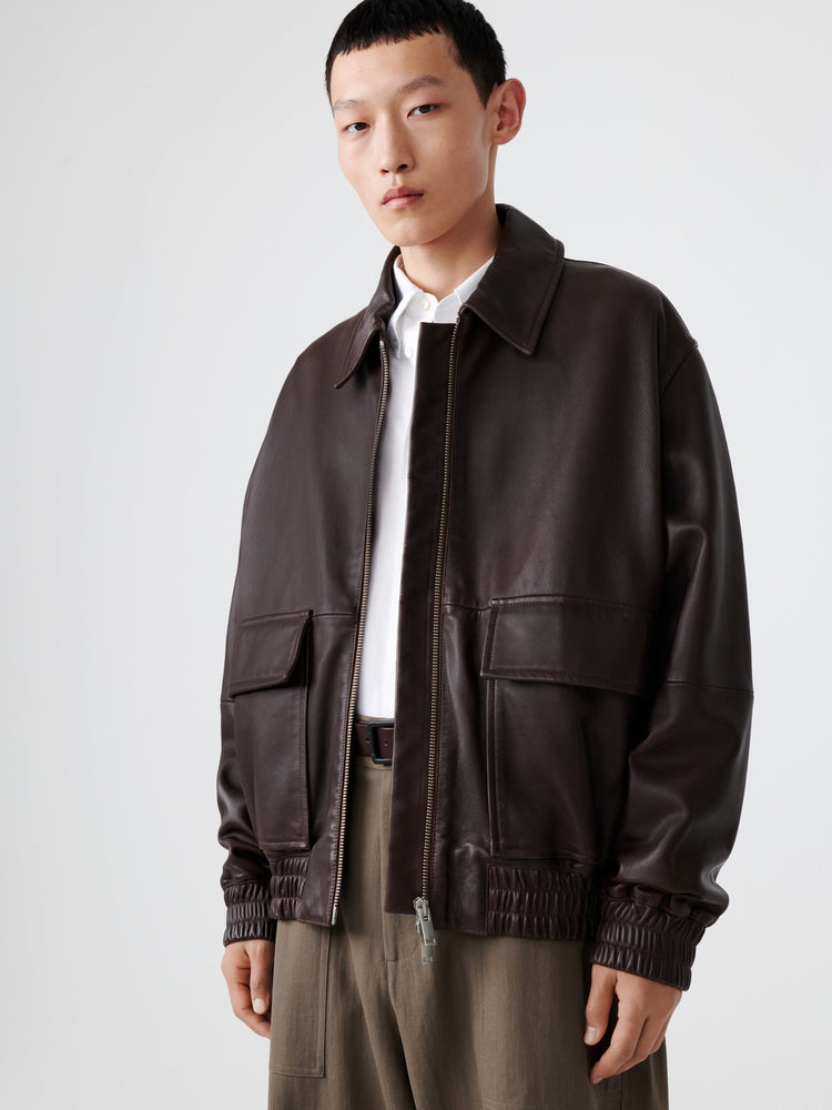 PISTON LEATHER JACKET IN BROWN