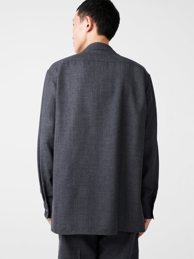 AXIA TROPICAL WOOL SHIRT IN TARMAC GREY