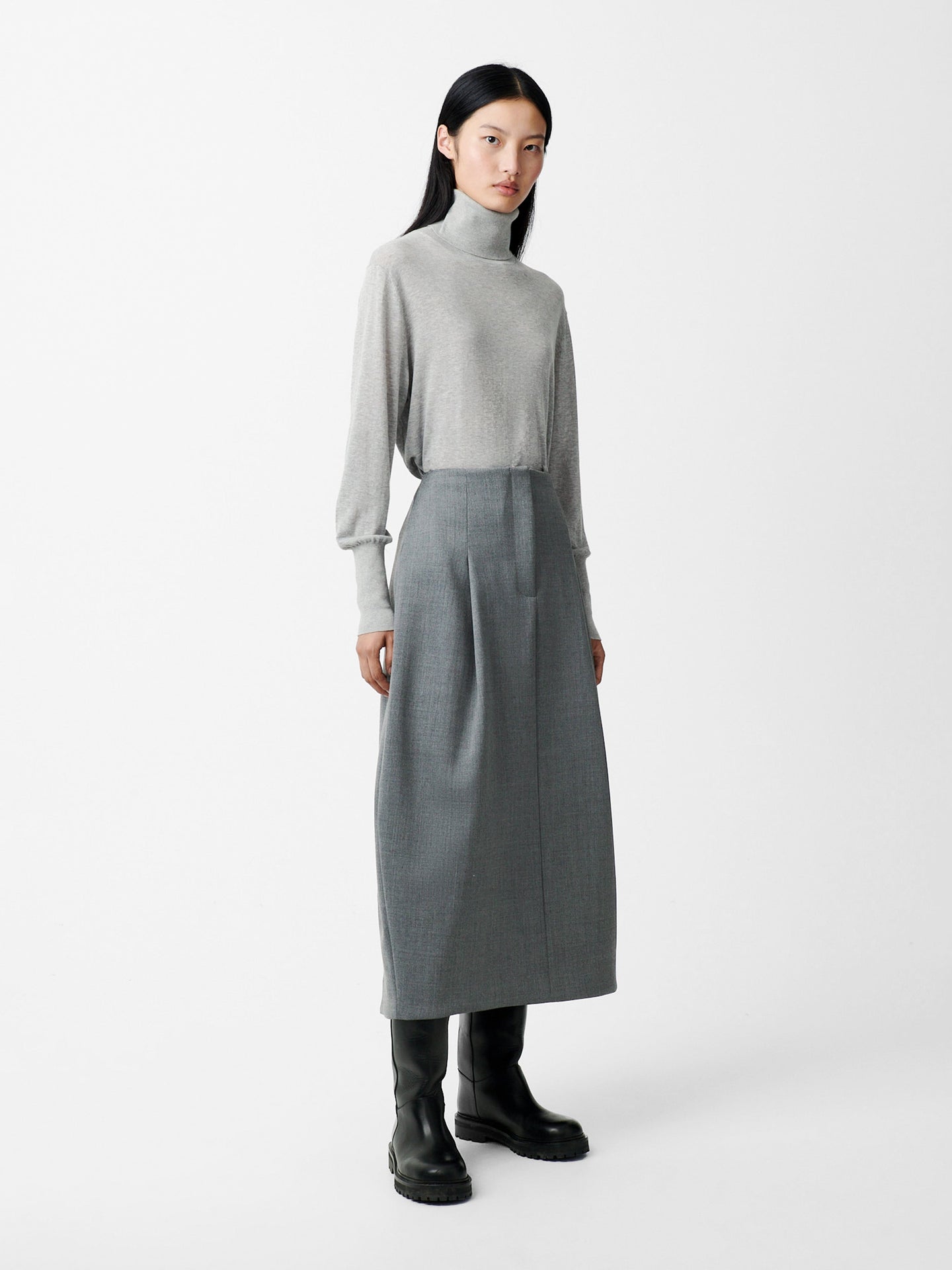 CARSON VISCOSE SKIRT IN GREY MARI