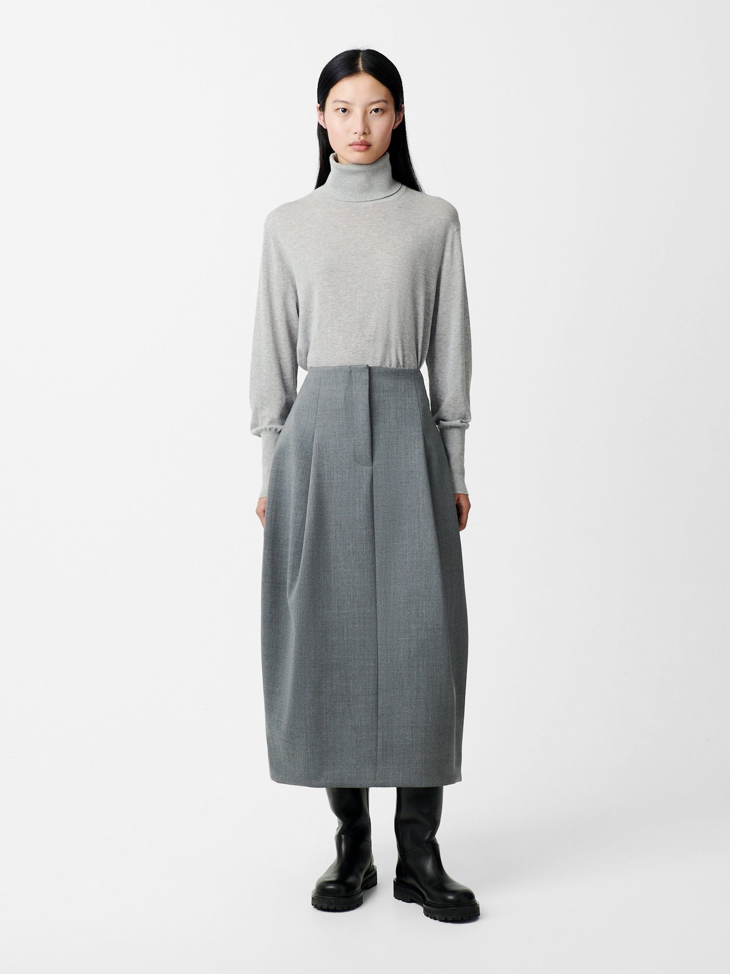 CARSON VISCOSE SKIRT IN GREY MARI