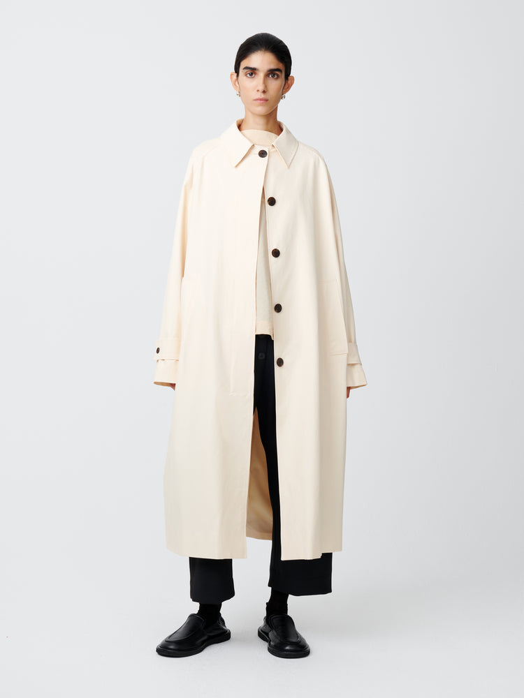 HOLIN COATED COTTON COAT IN LINEN