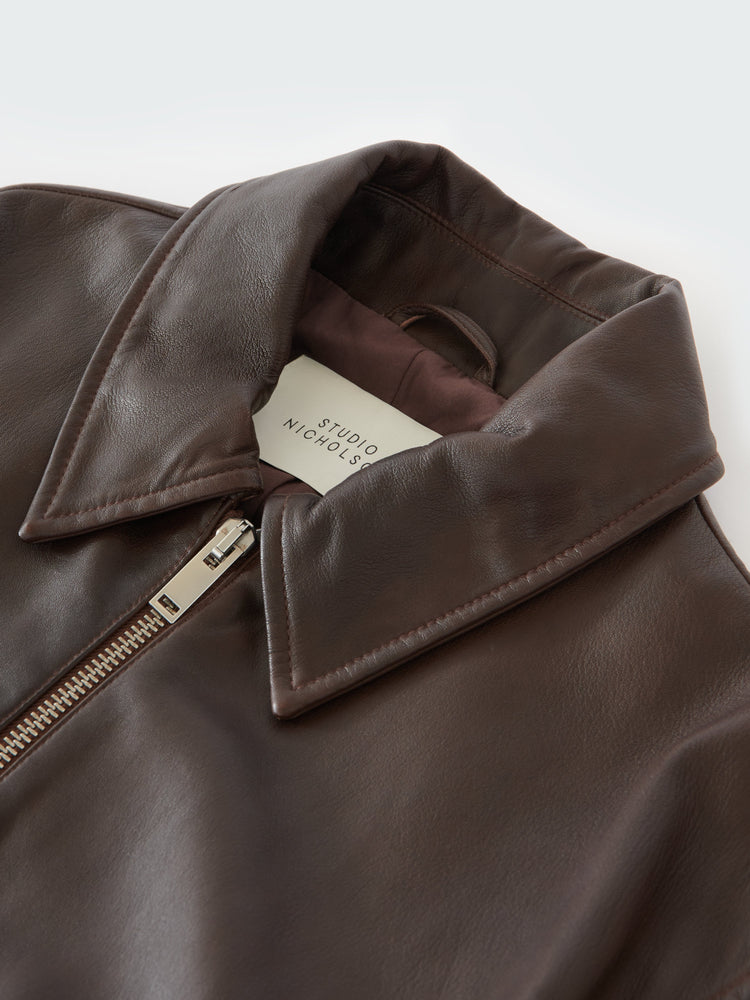 PISTON LEATHER JACKET IN BROWN