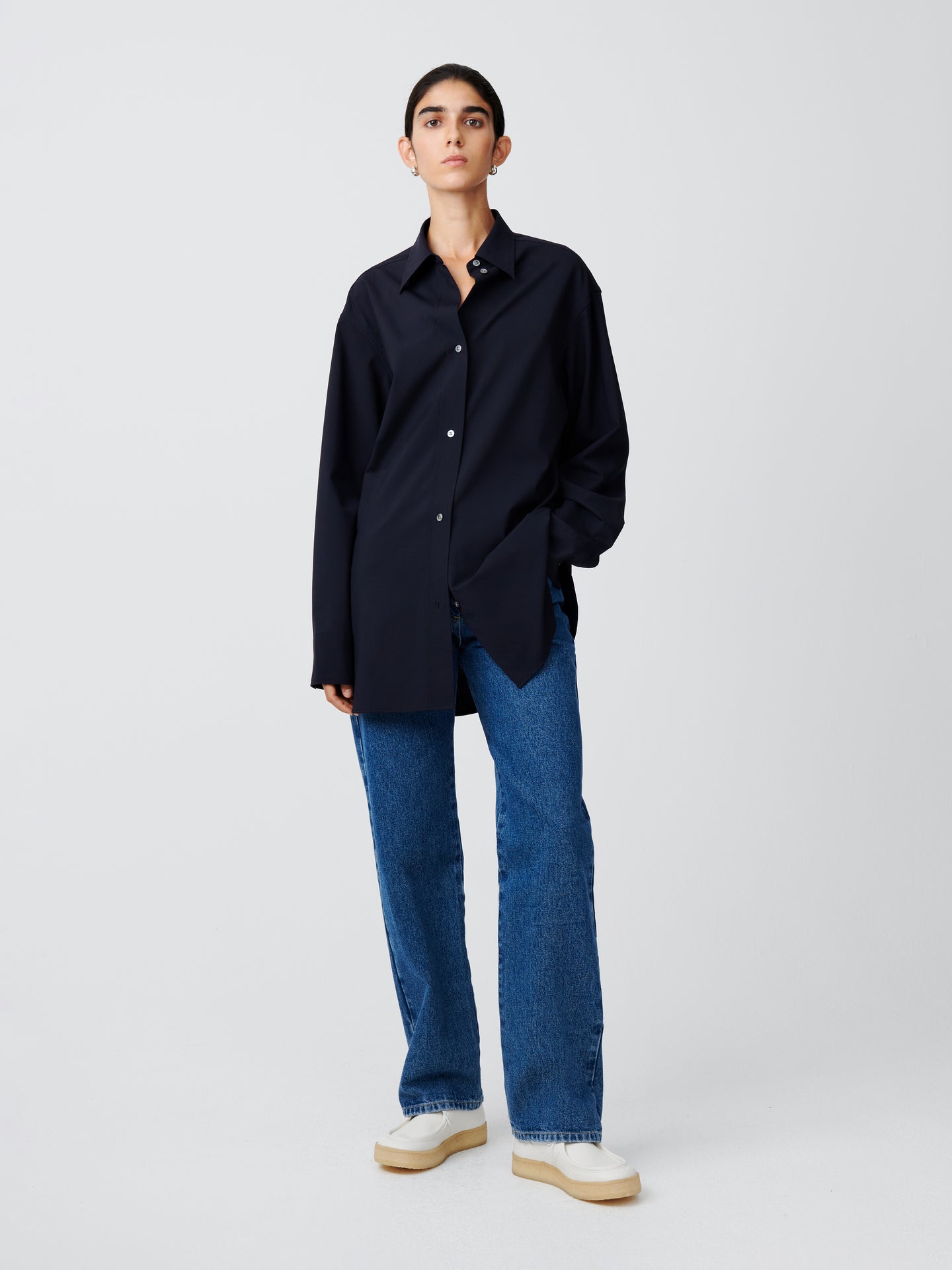 【EXCLUSIVE】SANTOS TROPICAL WOOL SHIRT  IN DARKEST NAVY