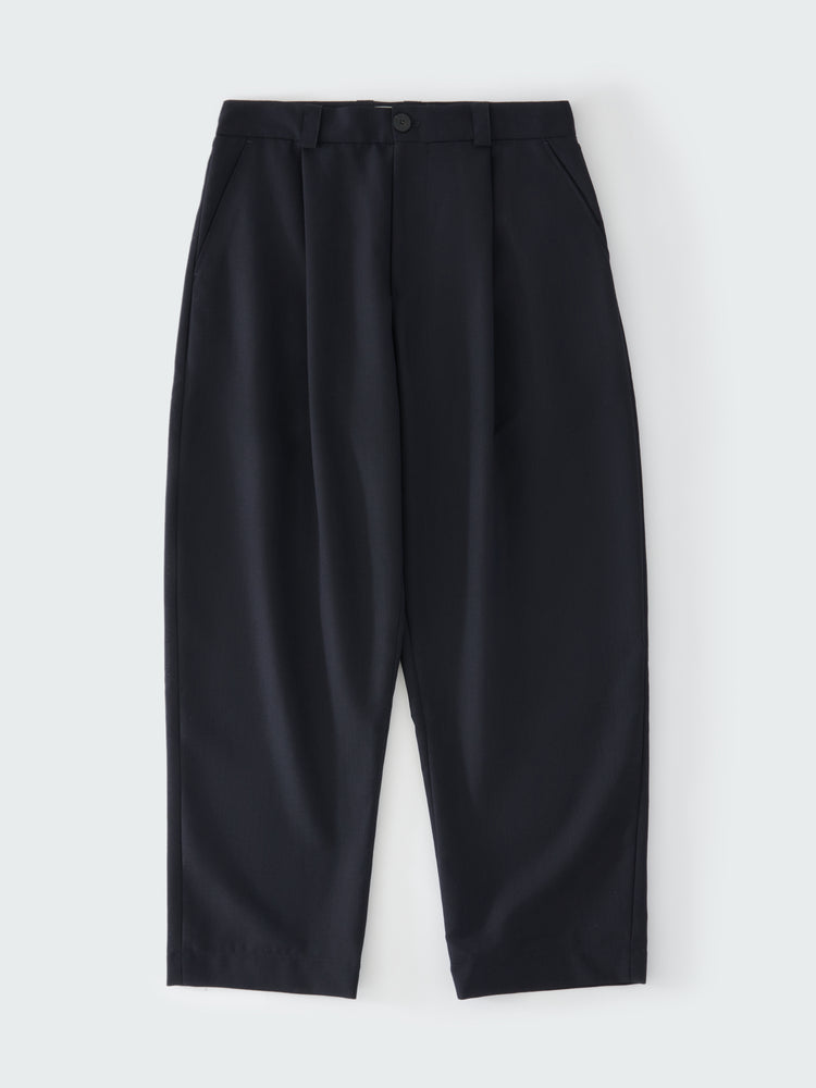 TUCK TROPICAL WOOL PANT IN DARKEST NAVY