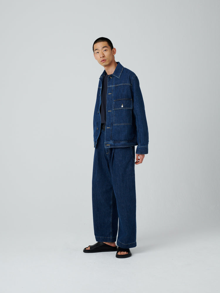 LAZAR WASHED DENIM JACKET IN INDIGO